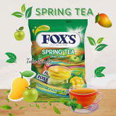 آبنبات کریستالی فوکس FOXS با طعم سیب و انبه مدل SPRING TEA ( پاکت 125 گرمی )