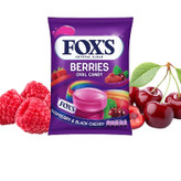 آبنبات کریستالی فوکس FOXS با طعم تمشک و گیلاس سیاه مدل BERRIES ( پاکت 125 گرمی )