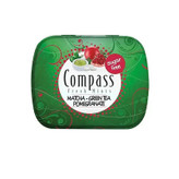 قرص خوشبو کننده دهان بدون قند نعناع تازه کامپس Compass Fresh Mints با طعم چای سبز ماچا و انار Matcha Green Tea Pomegranate