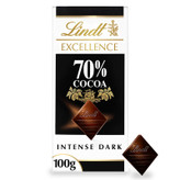 شکلات تخته ای لینت اکسلنس Lindt Excellence ( 70% کاکائو ) مدل تلخ غلیظ Intense Dark ( 100 گرمی )