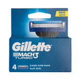 یدک 3 تیغه ژیلت Gillette مدل Mach3 Turbo ( بسته 4 عددی )