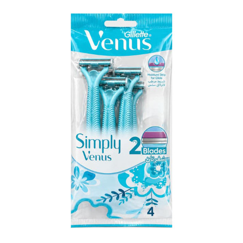 خودتراش 2 تیغه زنانه ژیلت ونوس Gillette Venus مدل Simply ( بسته 4 عددی )