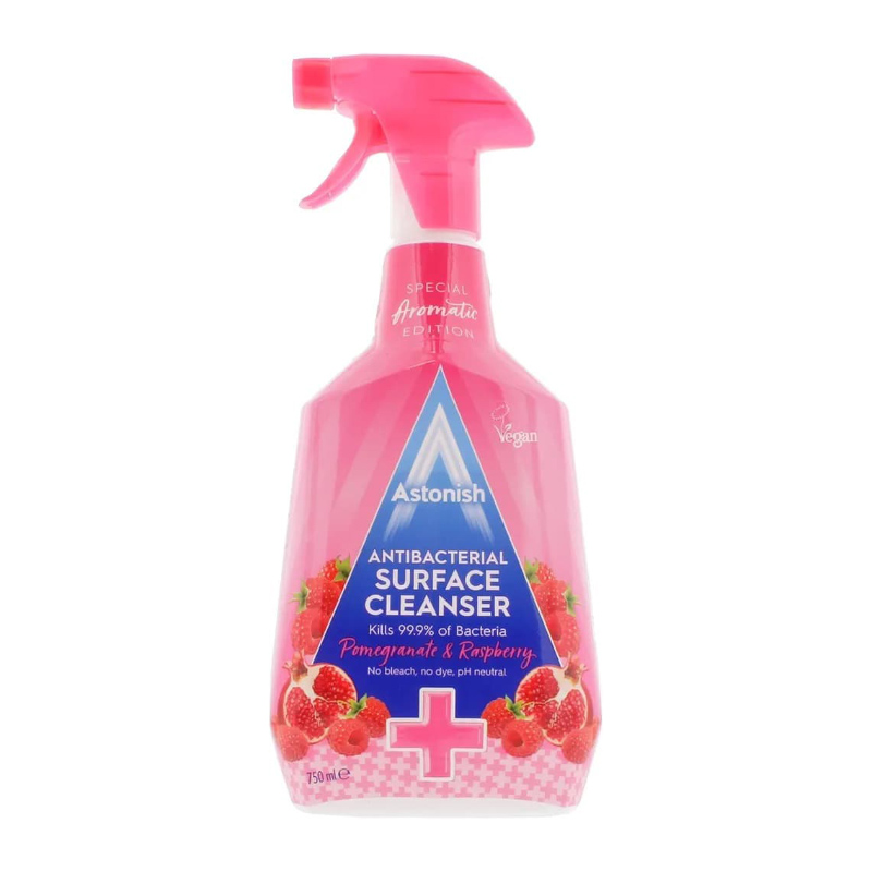 اسپری پاک‌کننده و آنتی‌باکتریال سطوح آستونیش Astonish با رایحه با رایحه انار و تمشک ( 750 میل )