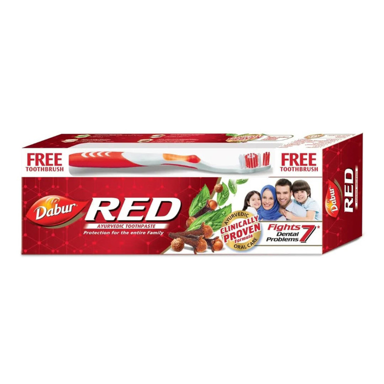 خمیر دندان گیاهی احمر دابور رد DABUR RED + مسواک رایگان