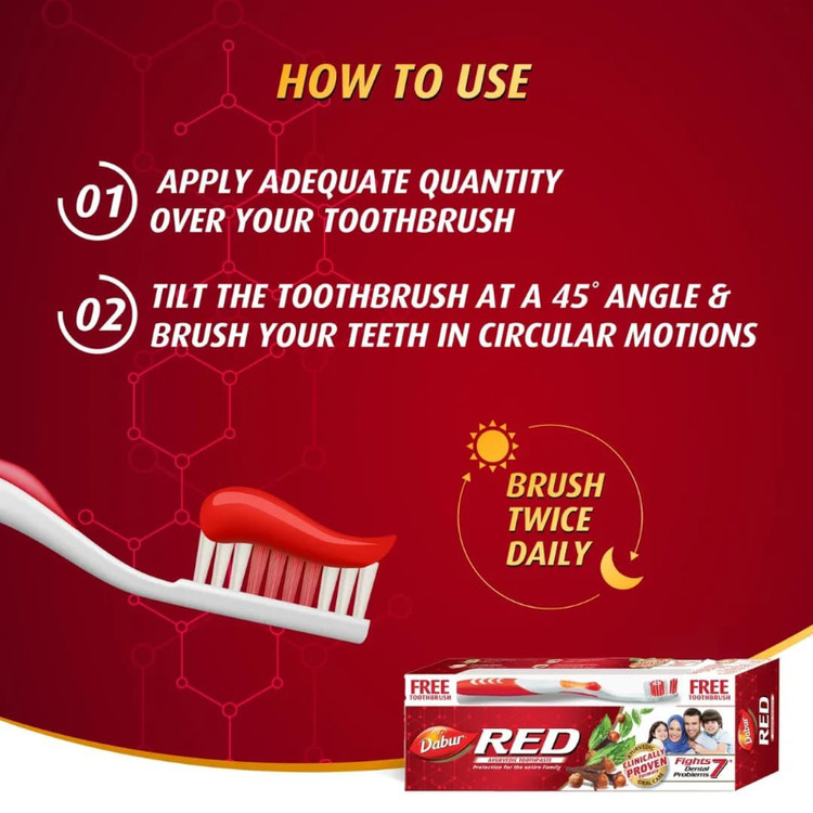 خمیر دندان گیاهی احمر دابور رد DABUR RED + مسواک رایگان