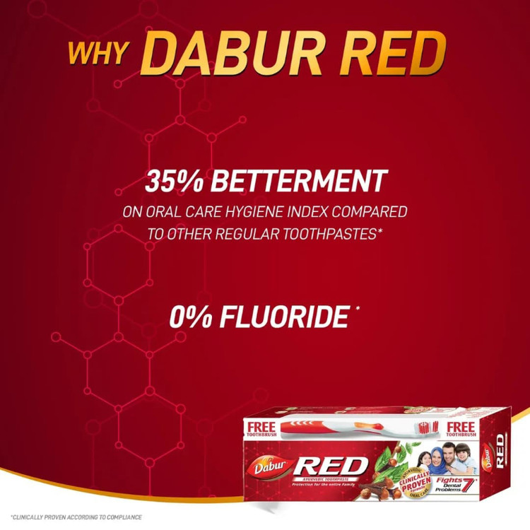 خمیر دندان گیاهی احمر دابور رد DABUR RED + مسواک رایگان