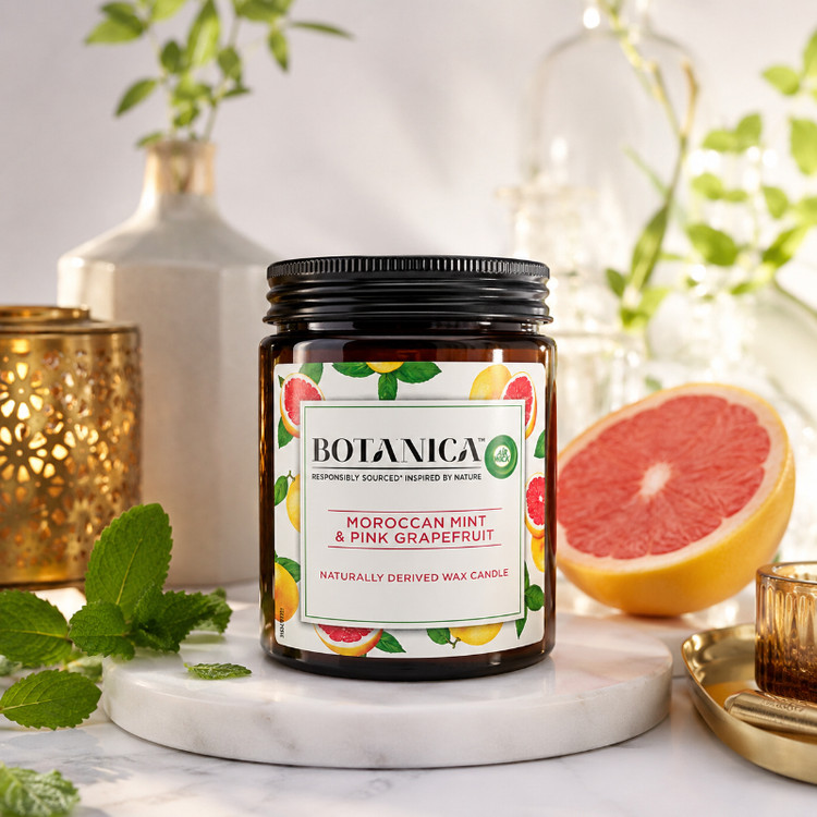 شمع معطر بوتانیکا Botanica مدل نعناع مراکشی و گریپ فروت صورتی Moroccan Mint & Pink Grapefruit