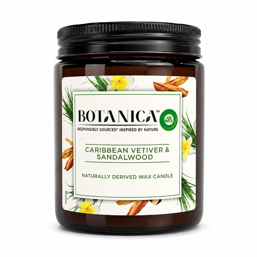 شمع معطر بوتانیکا Botanica مدل خس خس کارائیبی و چوب صندل Caribbean Vetiver & Sandalwood