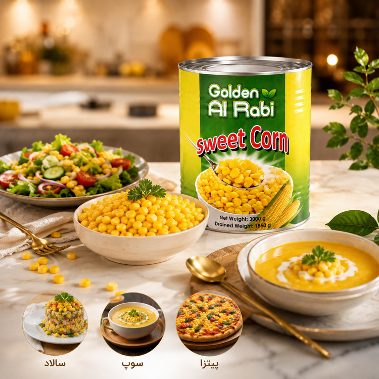 کنسرو ذرت شیرین گلدن الربیع Golden Al Rabie (قوطی ۳ کیلویی)