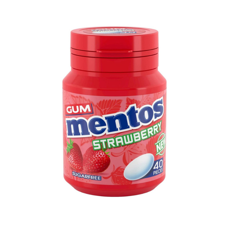 آدامس بدون قند منتوس Mentos با طعم توتفرنگی ( ۴۰ عددی )