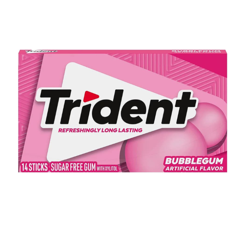 آدامس بدون قند تریدنت Trident با طعم آدامس بادکنکی BUBBLEGUM ( ۱۴ عددی )