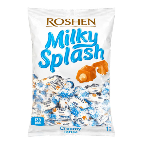 تافی شیری روشن Roshen مدل Milky Splash (بسته ۱ کیلویی)