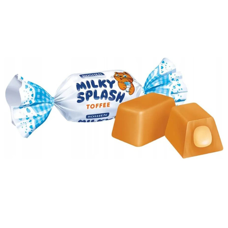 تافی شیری روشن Roshen مدل Milky Splash (بسته ۱ کیلویی)