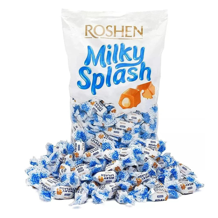 تافی شیری روشن Roshen مدل Milky Splash (بسته ۱ کیلویی)