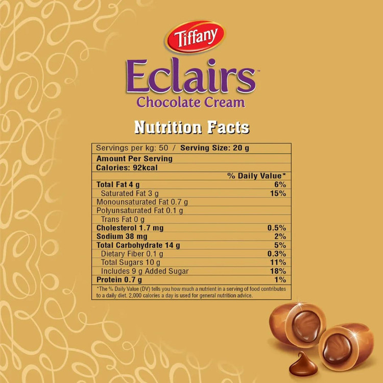 تافی مغزدار شکلاتی تیفانی Tiffany مدل Eclairs (۵۰۰ گرم)