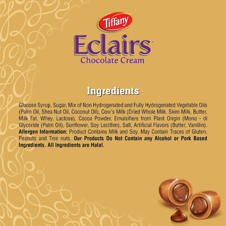 تافی مغزدار شکلاتی تیفانی Tiffany مدل Eclairs (۵۰۰ گرم)
