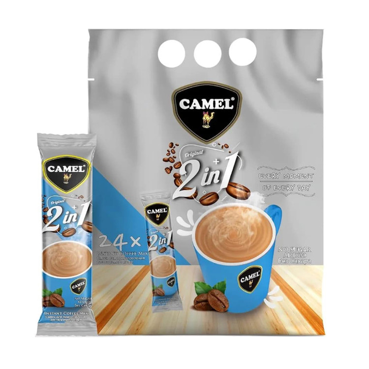 کافی میکس 2 در 1 کمل Camel مدل بدون شکر افزوده no sugar added ( بسته 24 عددی )