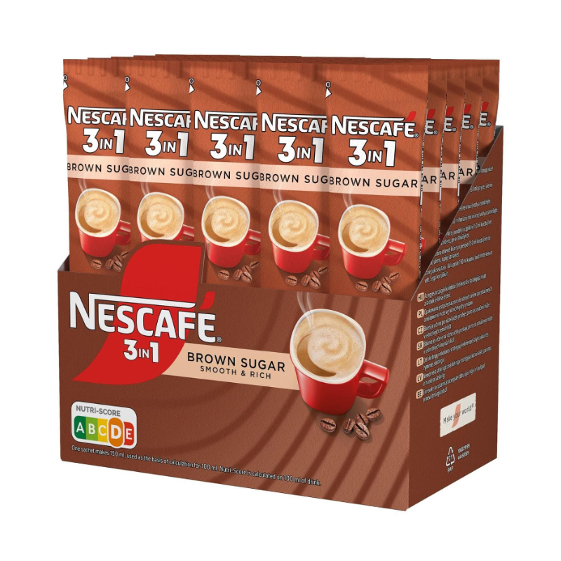 کافی میکس ۳ در ۱ نسکافه Nescafe مدل شکر قهوه‌ای Brown Sugar ( بسته ۲۸ عددی )