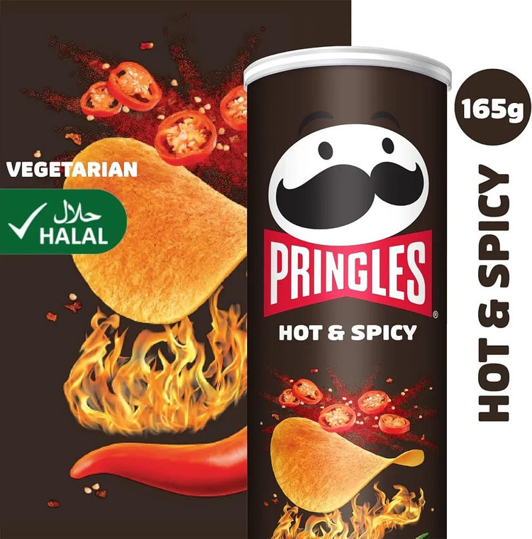 چیپس پرینگلز Pringles با طعم تند و ادویه ای Hot & Spicy ( 165 گرم )