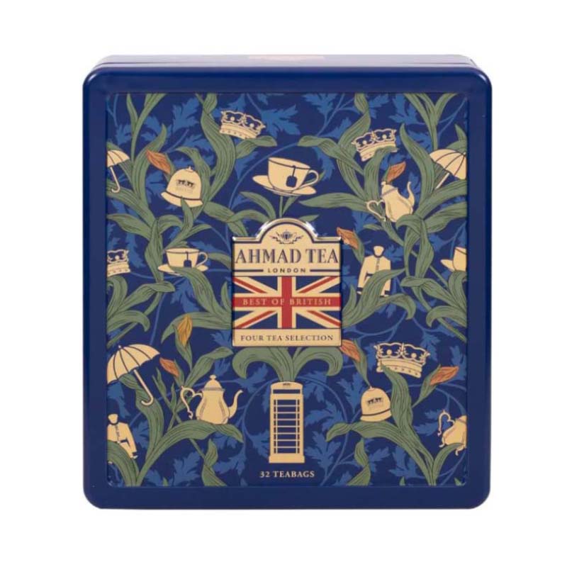 چای تی‌ بگ میکس احمد Ahmad مدل Best of British ( جعبه فلزی سورمه ای ۳۲ عددی )