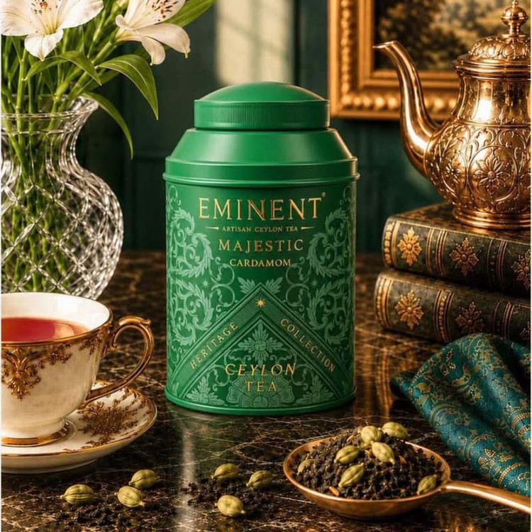 چای سیاه امیننت Eminent مدل هل دار Majestic Extra MOM ( قوطی فلزی 150 گرمی )
