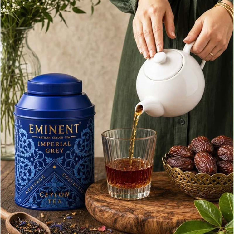 چای سیاه امیننت Eminent مدل ارل گری IMPERIAL GREY ( قوطی 150 گرمی )