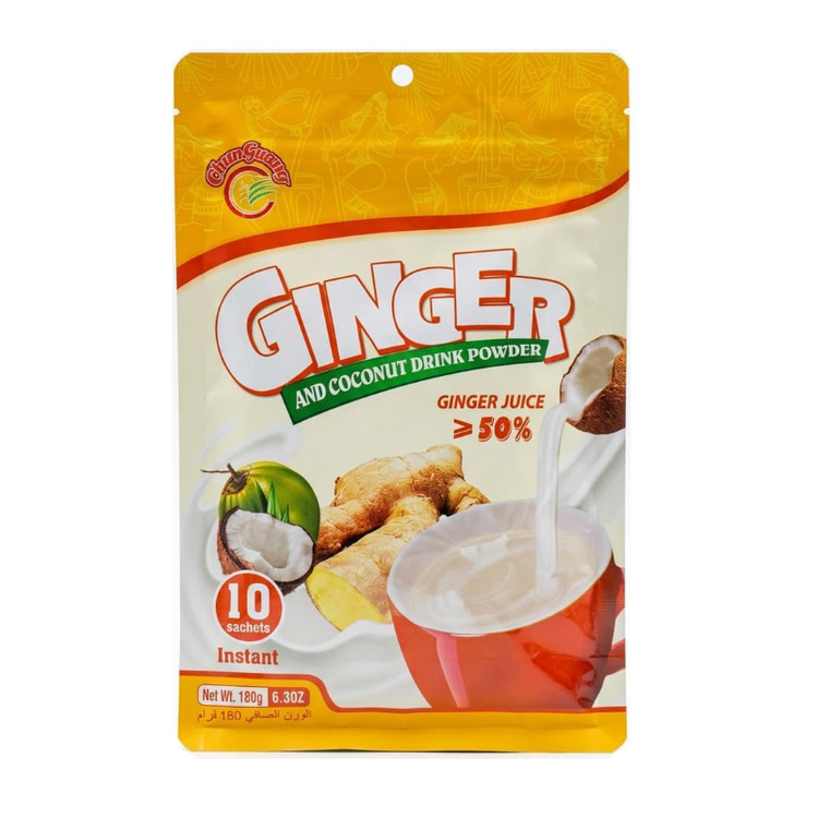 پودر نوشیدنی فوری چون گانگ GhunGuang مدل زنجبیل و نارگیل GINGER Coconut ( بسته 10 عددی )
