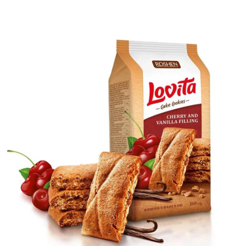 کیک کوکی مغزدار لاویتا روشن Roshen Lovita با طعم آلبالو و وانیل ( بسته 168 گرمی )