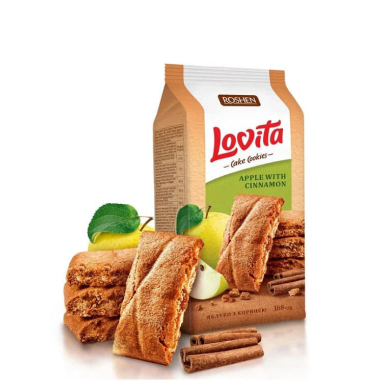 کیک کوکی مغزدار لاویتا روشن Roshen Lovita با طعم سیب و دارچین ( بسته ۱۶۸ گرمی )
