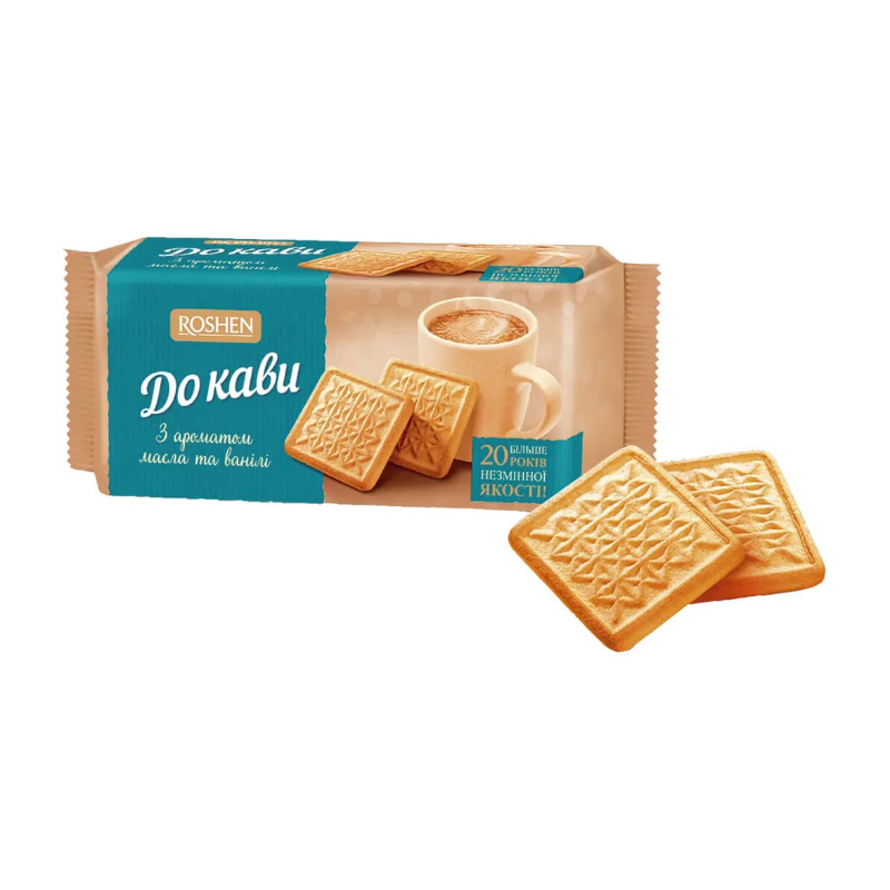 بیسکوئیت مخصوص قهوه روشن Roshen Do Kavy با طعم کره و وانیل  ( بسته ۱۸۵ گرمی )
