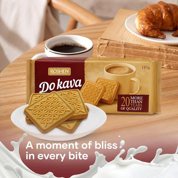 بیسکوئیت مخصوص قهوه روشن Roshen Do Kavy با طعم شیر پخته ( بسته ۱۸۵ گرمی )