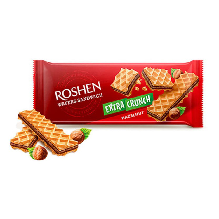 ویفر ساندویچی اکسترا کرانچ روشن Roshen مدل فندوقی Hazelnut ( 142 گرمی )