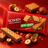 ویفر ساندویچی اکسترا کرانچ روشن Roshen مدل فندوقی Hazelnut ( 142 گرمی )