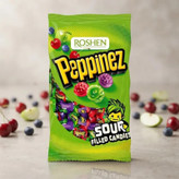 آبنبات ترش مغزدار میوه ای روشن Roshen مدل Peppinez ( بسته ۹۰۰ گرمی )