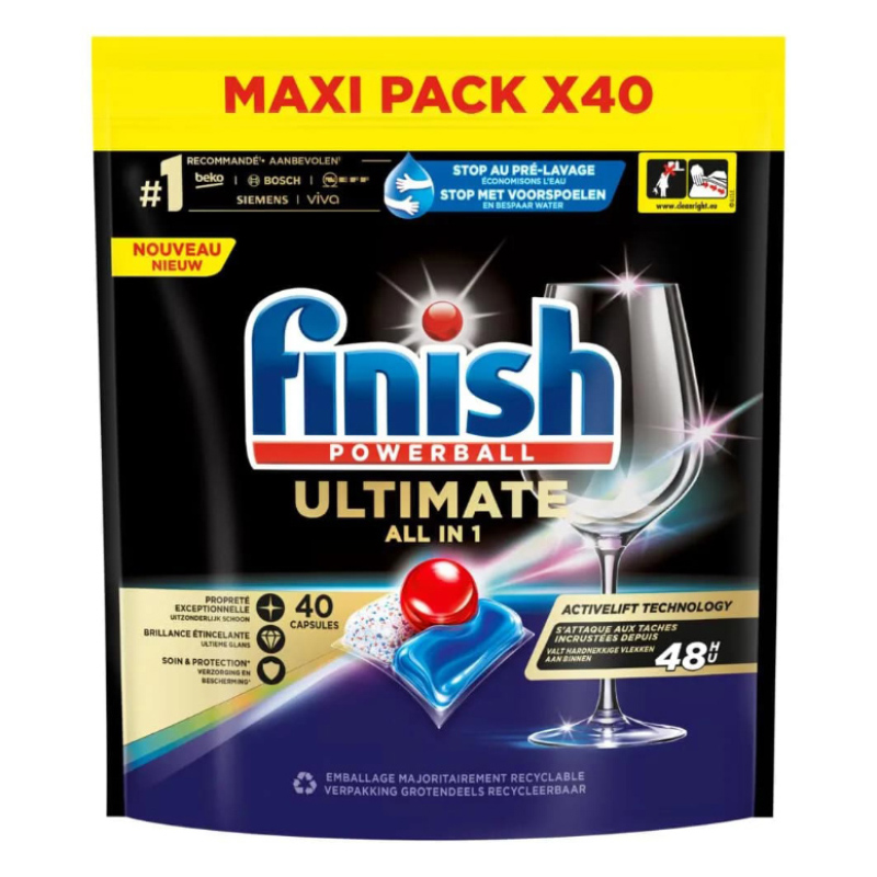قرص ماشین ظرفشویی آلمانی فینیش Finish مدل Ultimate All in 1 ( بسته ۴۰ عددی )